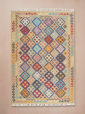 Mervyn Hand-woven Wool Kilim Rug - Beige