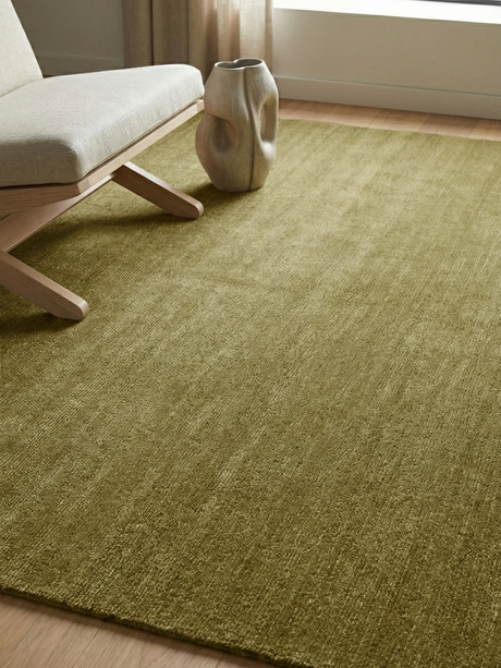 Dugald Soumak Weave Hand-woven Wool Rug - Olive Green