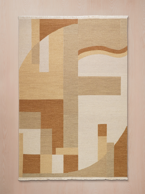 Gillian Soumak Weave Hand-woven Wool Geometric Rug - Beige