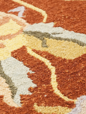 Larissa Soumak Weave Hand-woven Wool Floral Rug - Rust