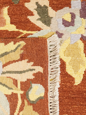 Larissa Soumak Weave Hand-woven Wool Floral Rug - Rust