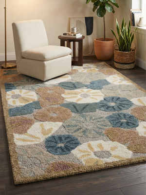 Aine Hand-tufted Wool Floral Rug - Rust