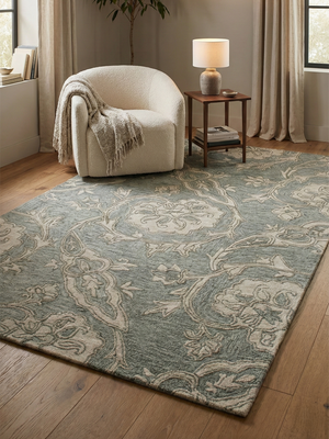 Brooke Hand-tufted Wool Floral Rug - Blue