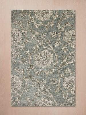 Brooke Hand-tufted Wool Floral Rug - Blue