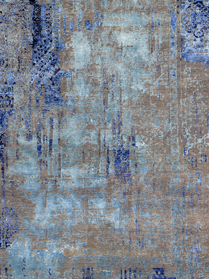 Sadie Hand-knotted Bamboo Silk & Wool Abstract Rug - Blue