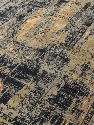 Tessa Hand-knotted Bamboo Silk & Wool Distressed Rug - Black
