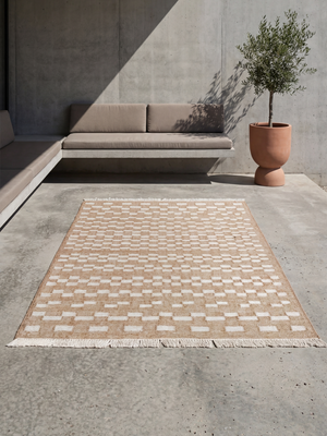 Syril Hand-woven Indoor-Outdoor Geometric Rug - Natural