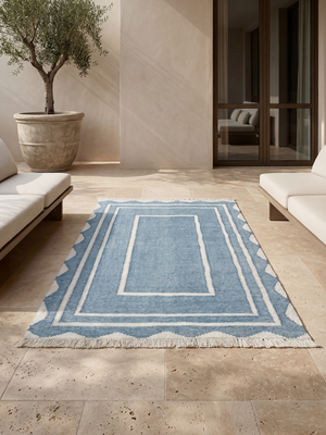 Lyra Hand-woven Indoor-Outdoor Geometric Rug - Blue