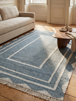 Lyra Hand-woven Indoor-Outdoor Geometric Rug - Blue