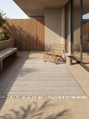 Fiona Hand-woven Indoor-Outdoor Striped Rug - Beige