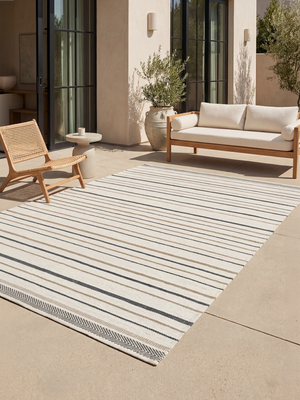 Rini Hand-woven Indoor-Outdoor Striped Rug - Ivory