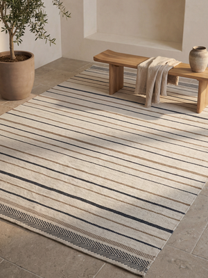 Rini Hand-woven Indoor-Outdoor Striped Rug - Ivory