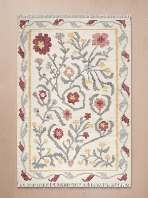 Ricos Hand-woven Jute Floral Rug - Ivory