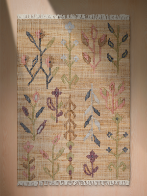 Sabina Hand-woven Jute Floral Rug - Brown