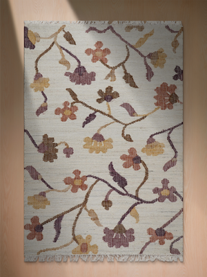 Casey Hand-woven Jute Floral Rug - Ivory