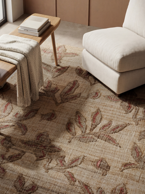 Fleming Hand-woven Jute Floral Rug - Brown