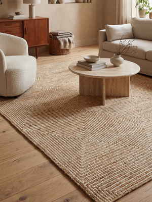Falak Hand-woven Jute Geometric Rug - Natural