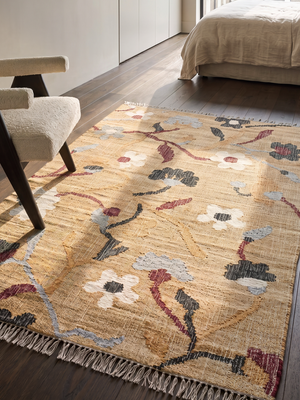 Daisy Hand-woven Jute Floral Rug - Brown