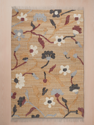 Daisy Hand-woven Jute Floral Rug - Brown