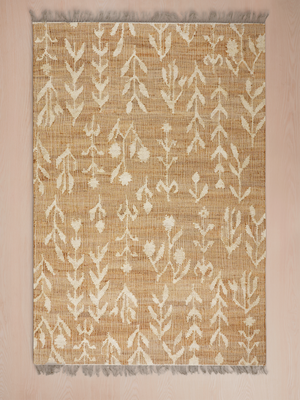Olive Bliss Hand-woven Jute Floral Rug - Ivory