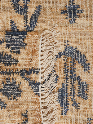 Olive Bliss Hand-woven Jute Floral Rug - Navy