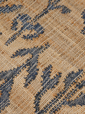 Olive Bliss Hand-woven Jute Floral Rug - Navy