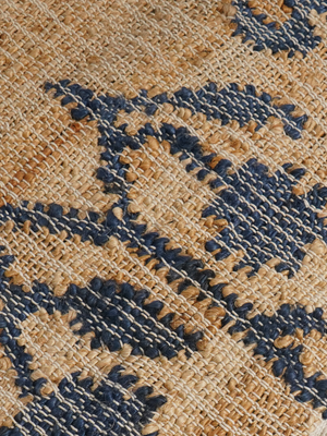 Olive Bliss Hand-woven Jute Floral Rug - Navy