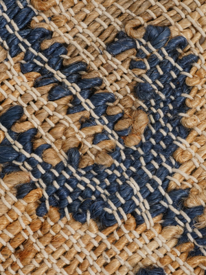 Olive Bliss Hand-woven Jute Floral Rug - Navy