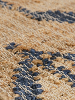 Olive Bliss Hand-woven Jute Floral Rug - Navy