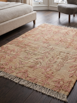 Olive Bliss Hand-woven Jute Floral Rug - Pink