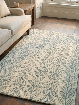 Blooming Blue Hand-tufted Wool Floral Rug - Turqouise Blue
