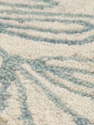 Blooming Blue Hand-tufted Wool Floral Rug - Turqouise Blue