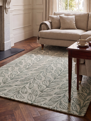 Blooming Green Hand-tufted Wool Floral Rug - Olive Green