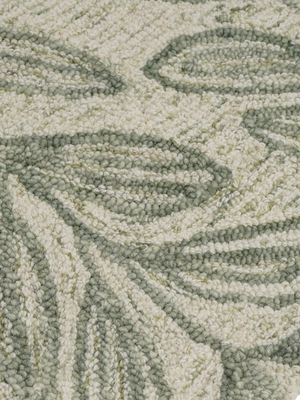 Blooming Green Hand-tufted Wool Floral Rug - Olive Green
