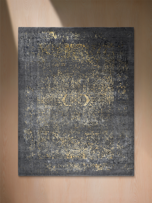 Aroth Hand-knotted Wool & Bamboo Silk Rug - Charcoal