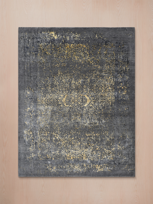 Aroth Hand-knotted Wool & Bamboo Silk Rug - Charcoal