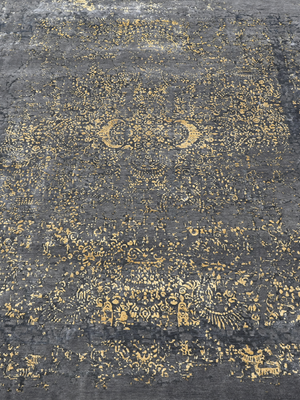 Aroth Hand-knotted Wool & Bamboo Silk Rug - Charcoal