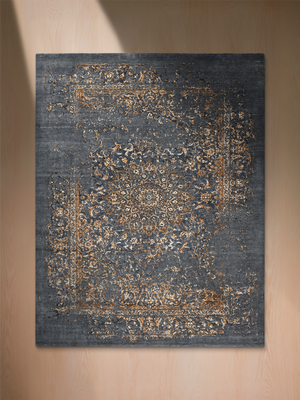 Velmora Hand-knotted Wool & Bamboo Silk Rug - Charcoal