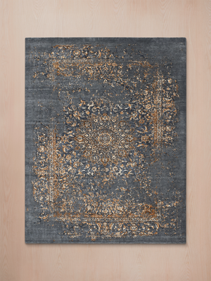Velmora Hand-knotted Wool & Bamboo Silk Rug - Charcoal