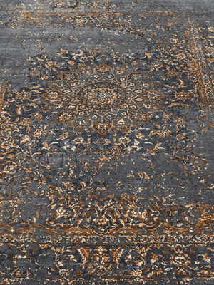 Velmora Hand-knotted Wool & Bamboo Silk Rug - Charcoal