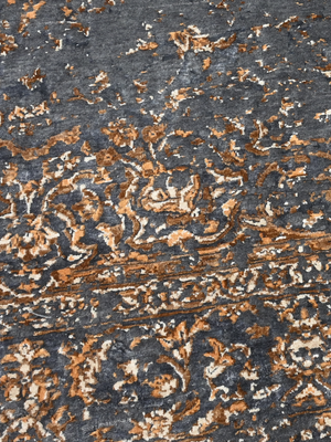 Velmora Hand-knotted Wool & Bamboo Silk Rug - Charcoal