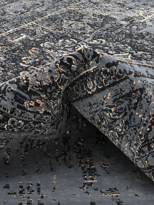 Orvyn Hand-knotted Wool & Bamboo Silk Rug - Charcoal