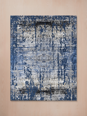 Seran Hand-knotted Wool & Bamboo Silk Rug - Blue