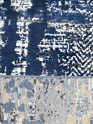 Seran Hand-knotted Wool & Bamboo Silk Rug - Blue