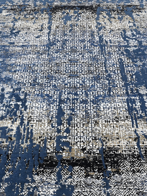 Seran Hand-knotted Wool & Bamboo Silk Rug - Blue