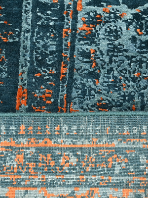 Marvella Hand-Knotted Wool & Bamboo Silk Persian Rug - Teal Blue