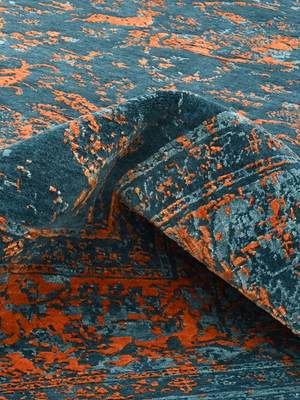 Marvella Hand-Knotted Wool & Bamboo Silk Persian Rug - Teal Blue