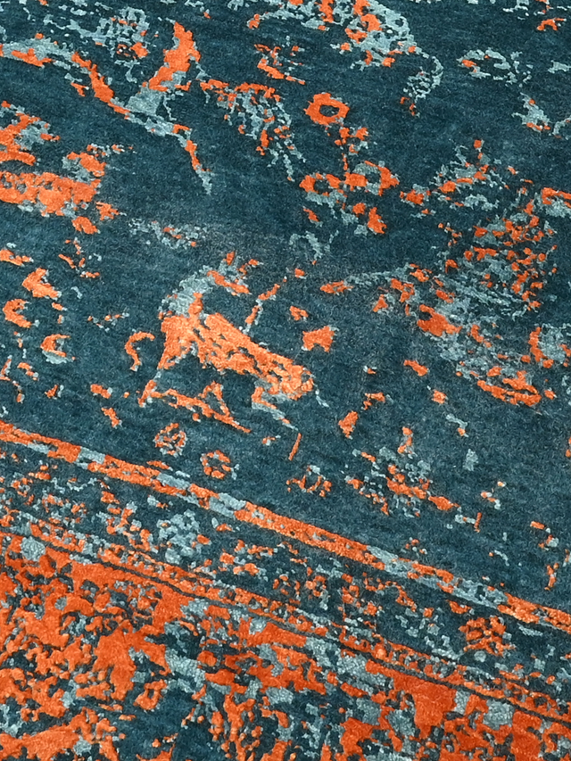 Marvella Hand-Knotted Wool & Bamboo Silk Rug - Teal Blue