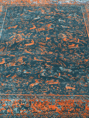 Marvella Hand-Knotted Wool & Bamboo Silk Persian Rug - Teal Blue