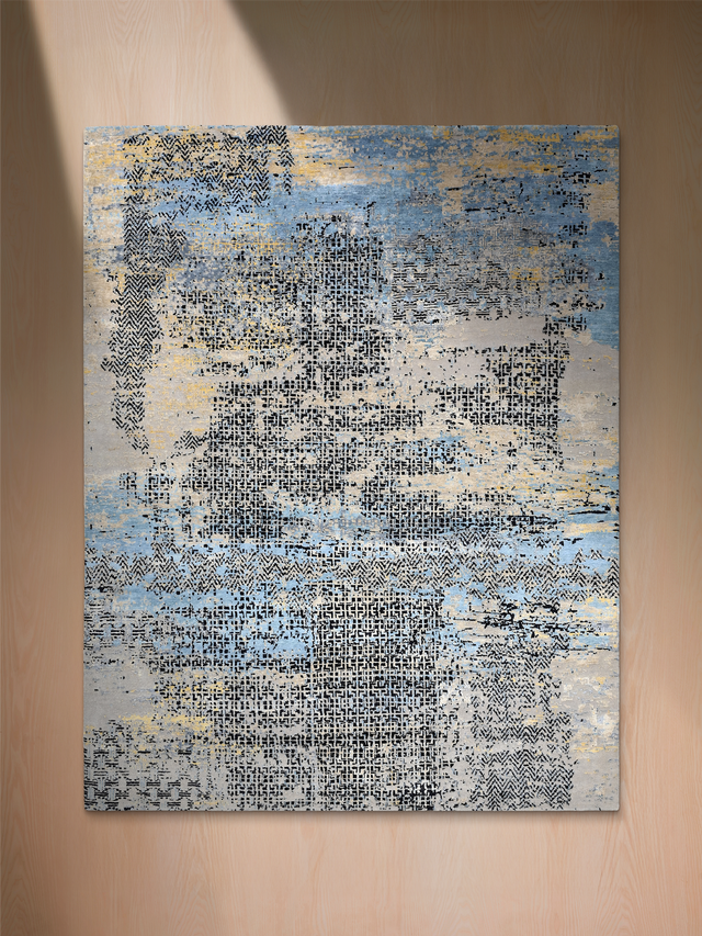 Alvren Hand-Knotted Wool & Bamboo Silk Rug - Grey